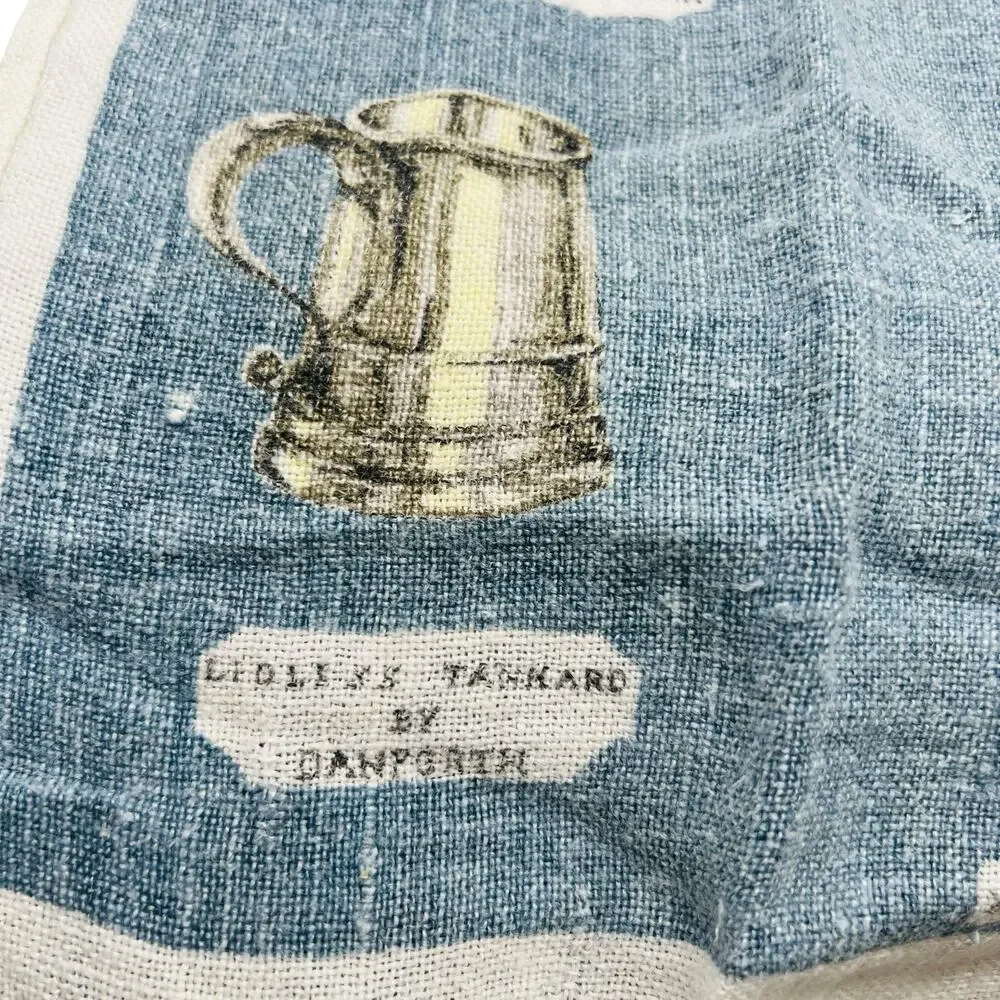 Kay Dee VTG 1950s MCM Hand Printed Linen Tea Towel Set American Pewter Kitchen‎